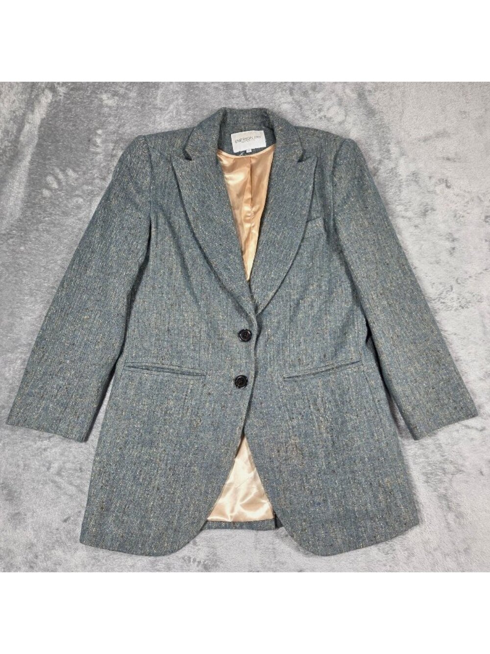 Emerson Fry Blazer 4 Green Melange Herringbone Wool Silk Blend USA Jacket